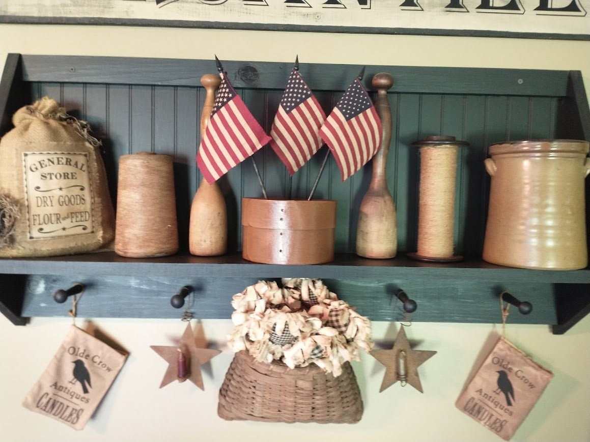 Primitive Shaker Style Pantry Box with 3 Flags