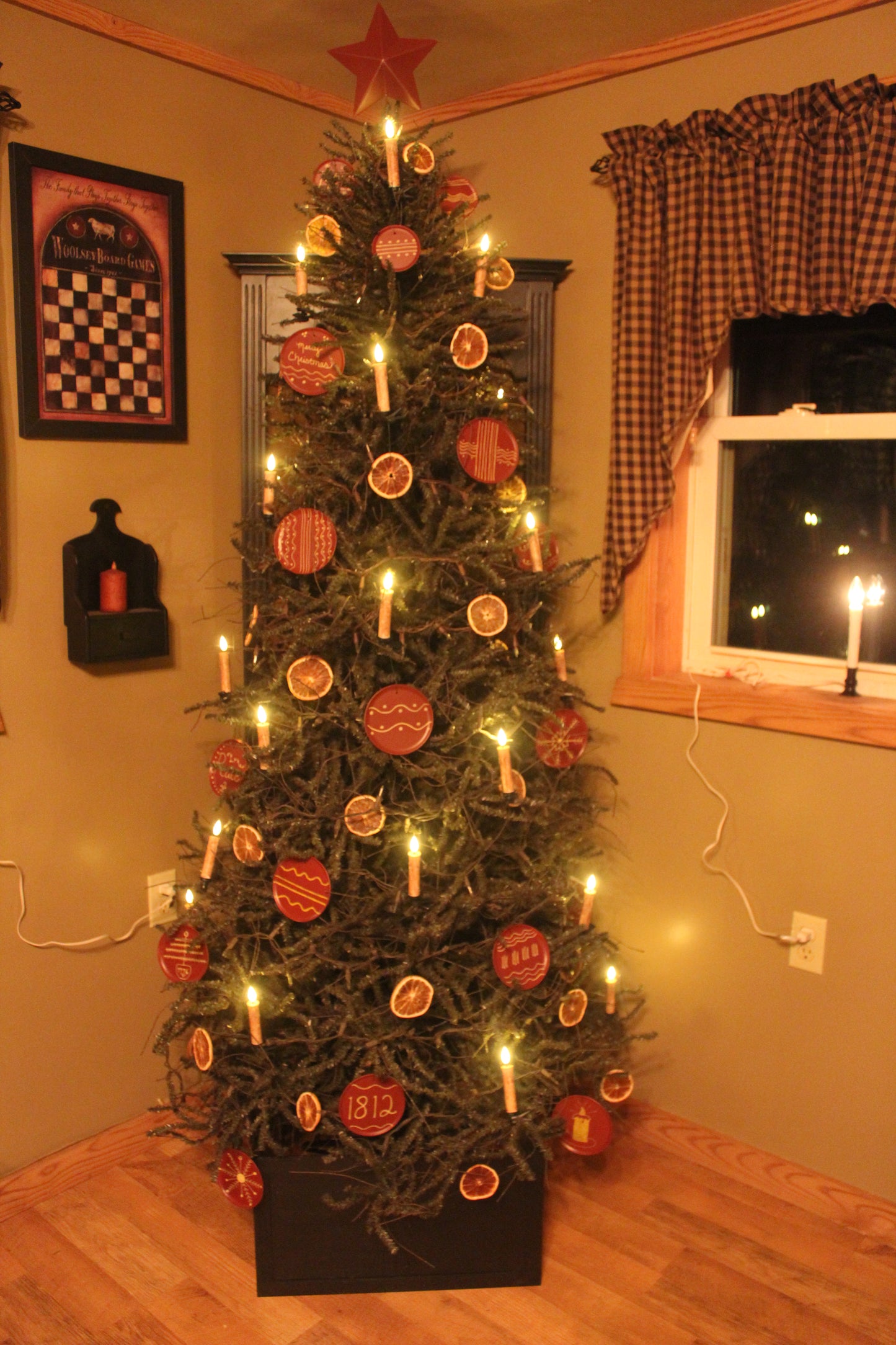 Primitive Faux Redware Plate Ornaments 4 1/4" Set of 5 (Group B)