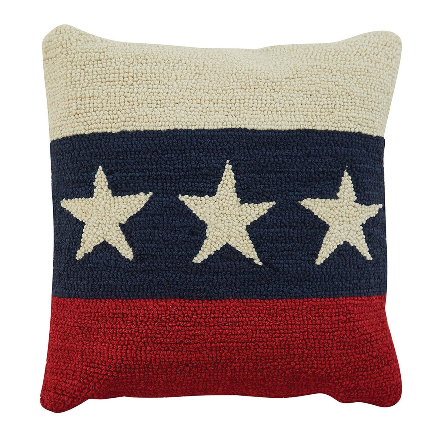 Americana Primitive Hooked Pillow Cover 18" x 18"
