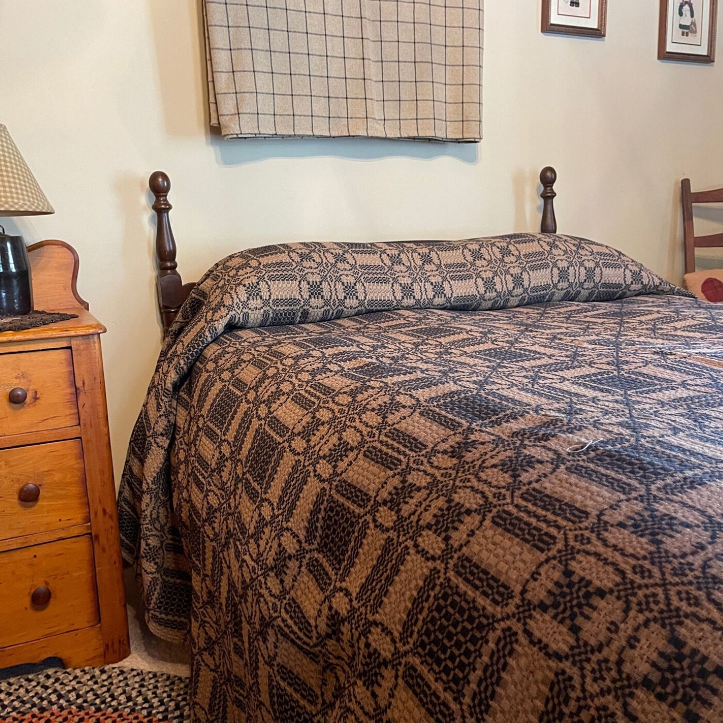 Primitive Colonial Cambridge Coverlet King Bed Cover Black/Tan