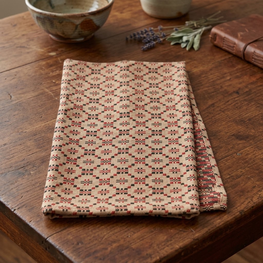 Primitive Colonial Country Snowfall Short Table Runner 14" x 32"