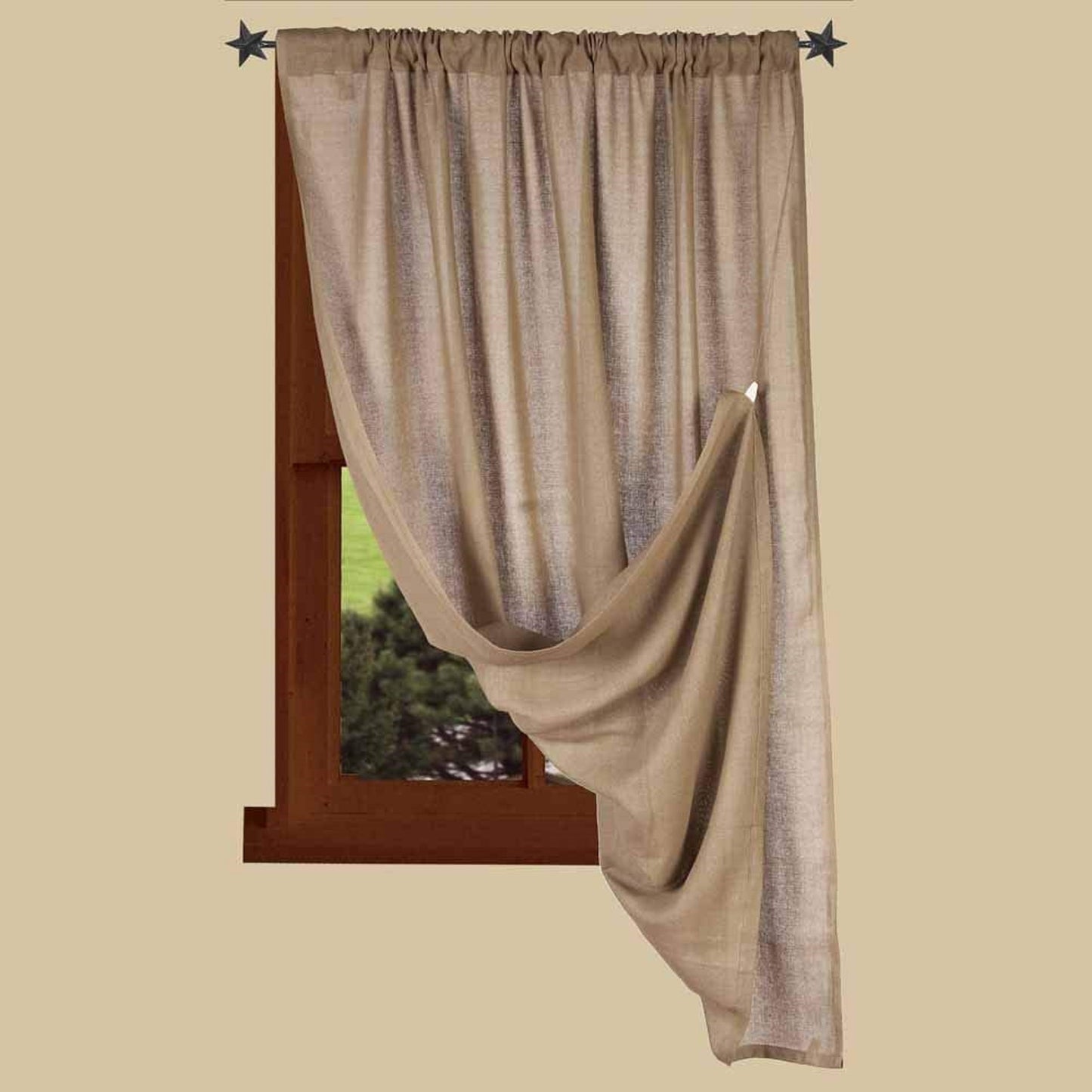 Primitive Colonial Heirloom Oat Window Panel Tobacco Curtain 40" x 45"