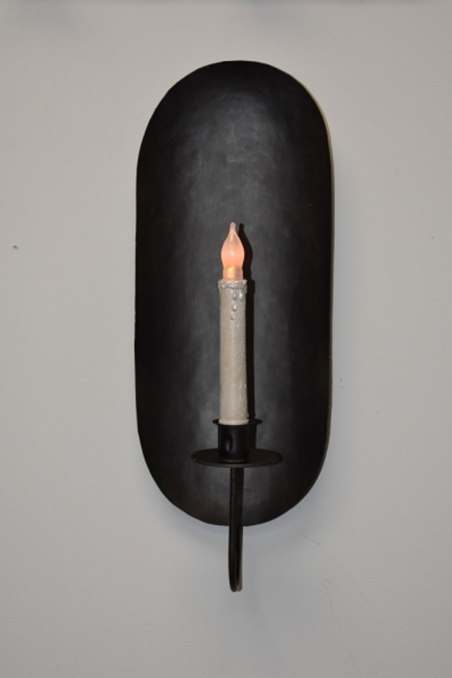 Primitive Colonial Large Black Metal Drawing Room Sconce