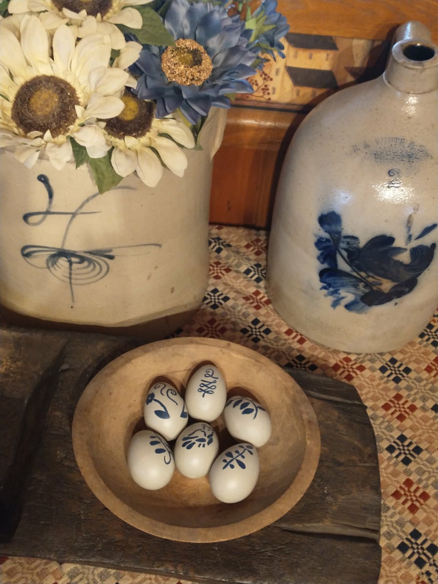 Faux Saltglazed Stoneware Wooden Eggs Set/6