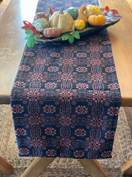 Primitive Gettysburg Long Table Runner Pumpkin/Black 14"x56"