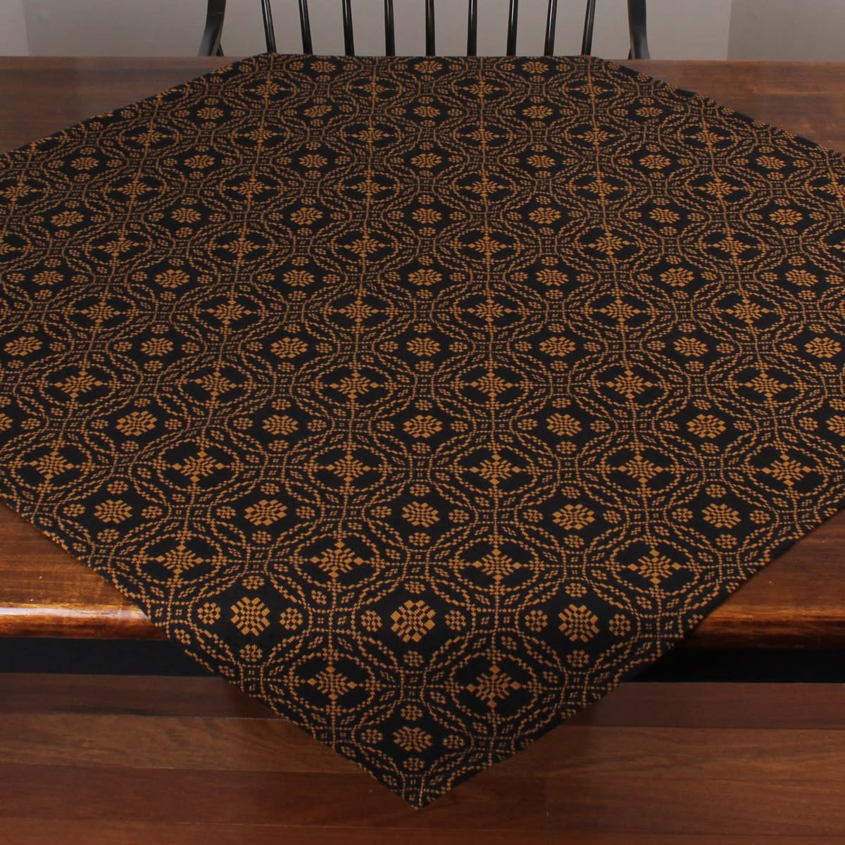 Primitive Lover's Knot Jacquard Table Square 36" Black/Mustard
