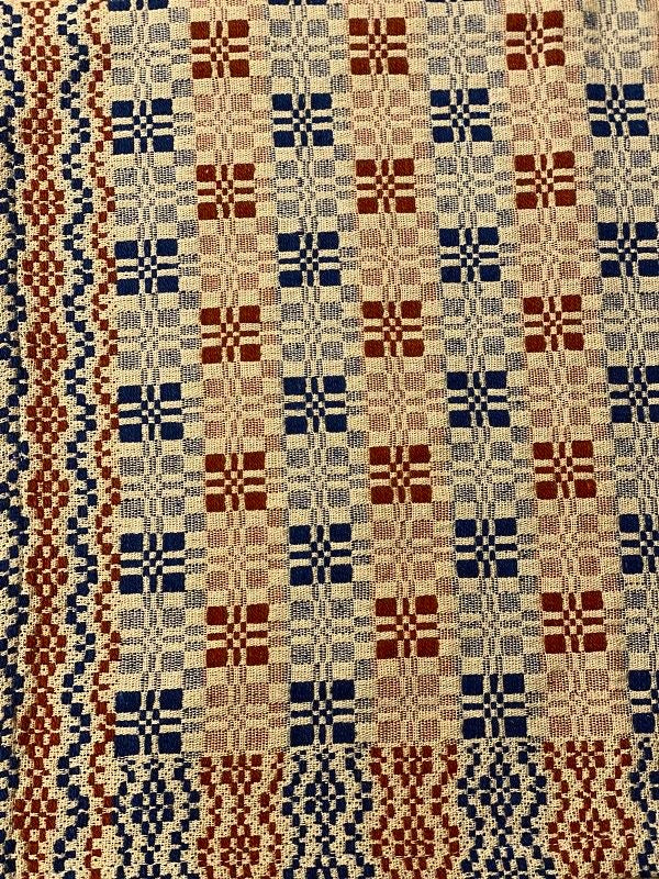 Primitive Parlor Weave Table Square Red/Navy/Linen 34"