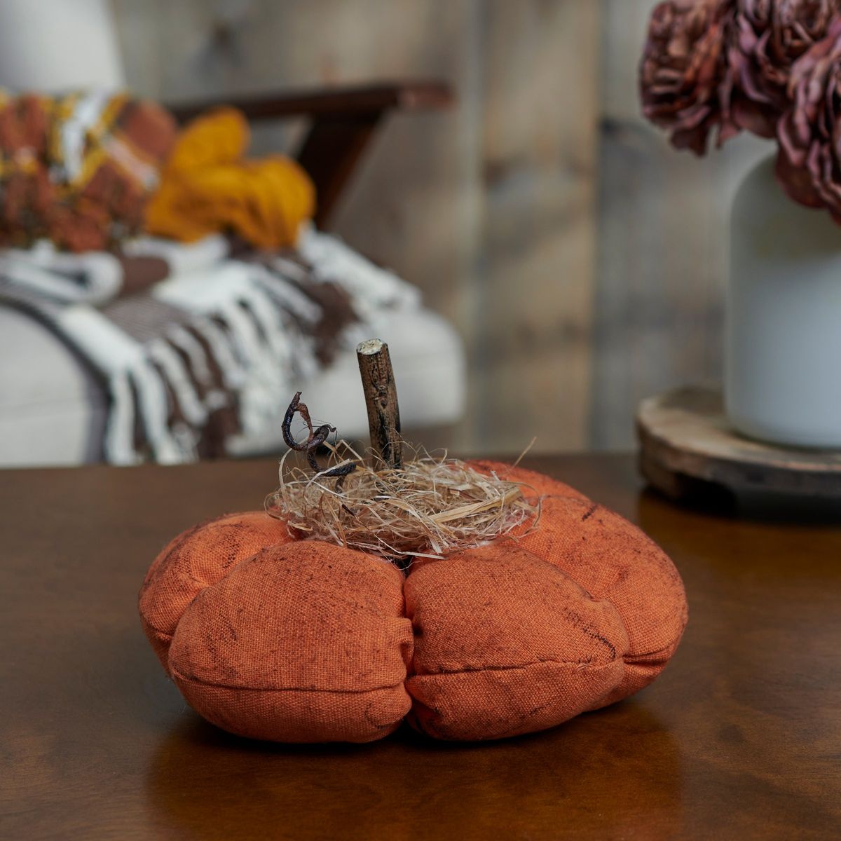Primitive Grungy Orange Pumpkin 7 1/2"