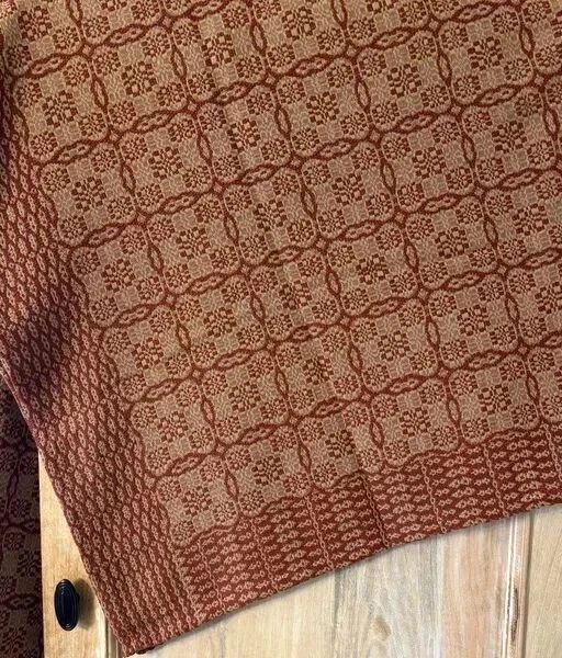 Primitive Colonial Saratoga Coverlet Bed Cover King size Red/Tan