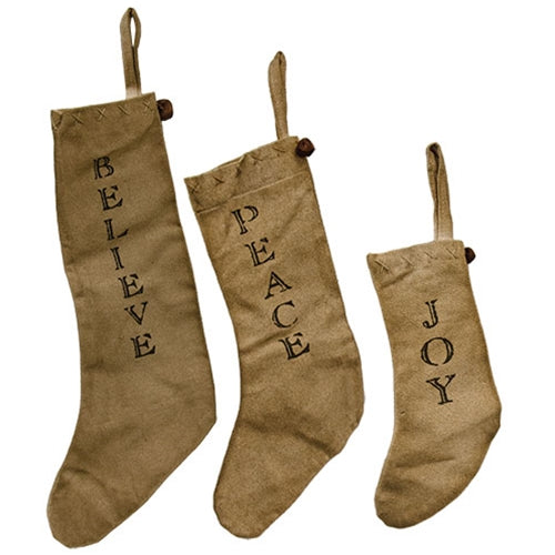 Primitive Set of 3 Christmas Stockings