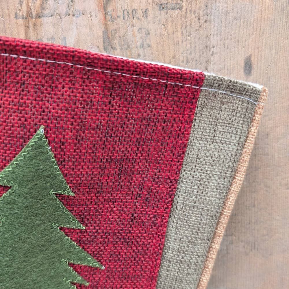 Primitive Rustic Burlap Stocking with Tree 19"