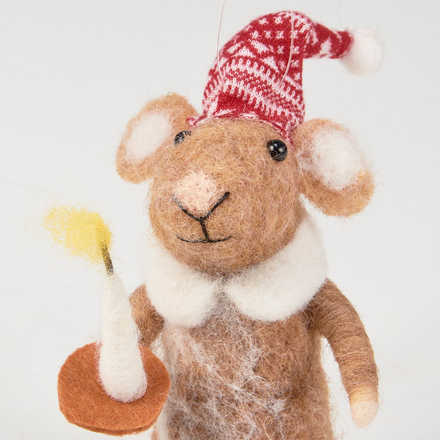 Primitive Felt Ebenezer Mouse with Candlestick