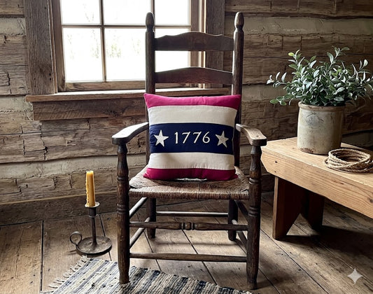 Americana Primitive 1776 Flag Pillow 16" x 16"