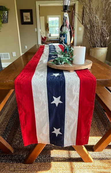 Primitive Colonial Flag Short Table Runner 16"x 32"