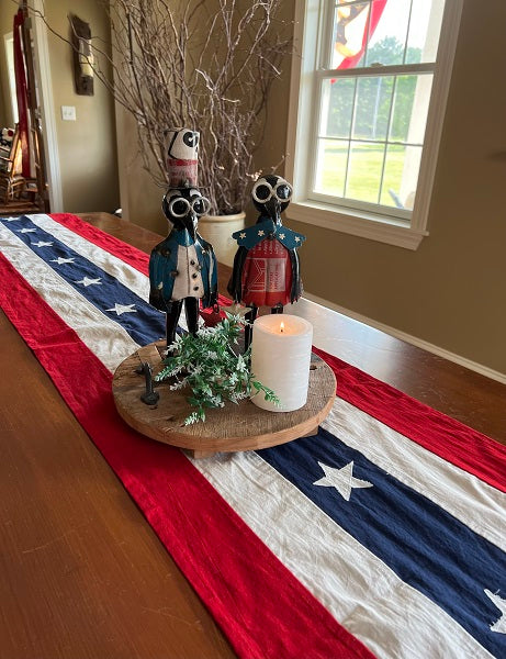 Primitive Colonial Flag Short Table Runner 16"x 32"