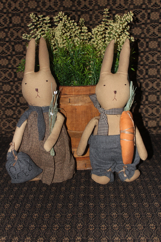 Primitive Ruby and Robby Rabbit 16" tall Set of 2