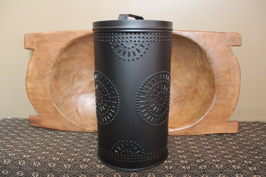 Primitive Punched Tin Paper Towel Holder, Black