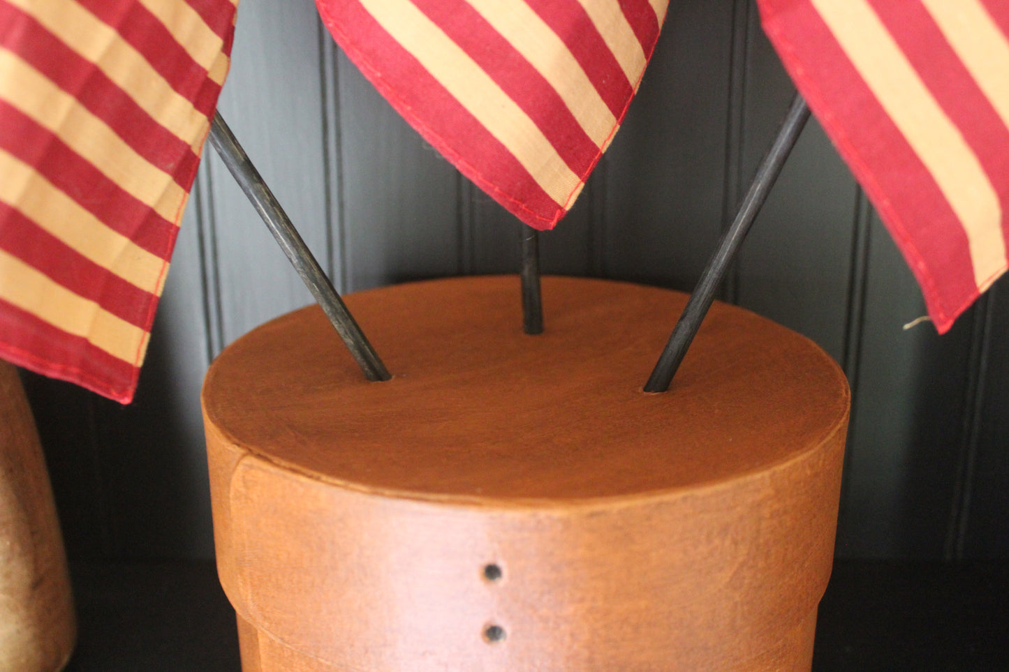 Primitive Shaker Style Pantry Box with 3 Flags