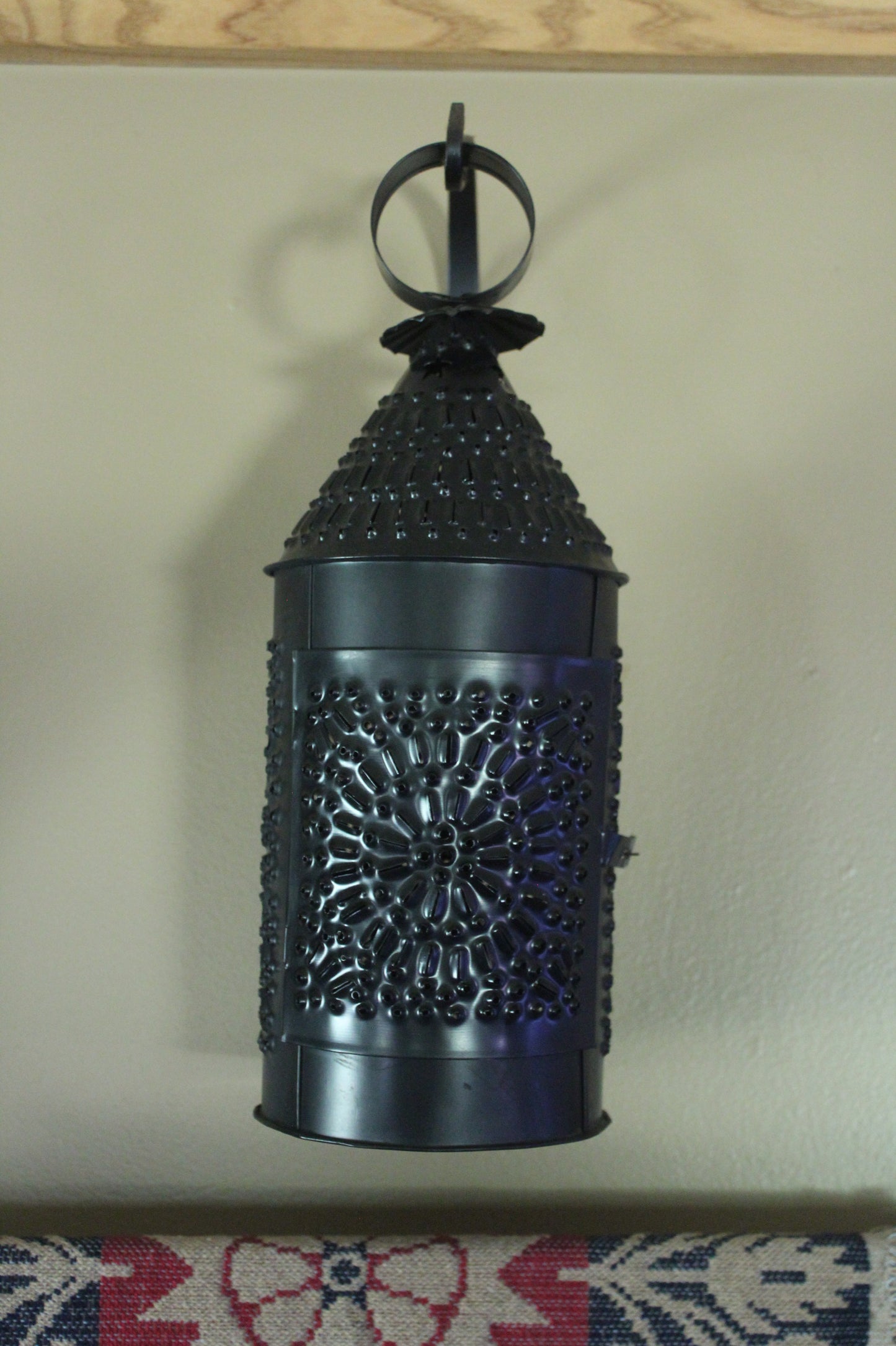 Primitive/Colonial Black Punched Tin Baker's Lantern 14"