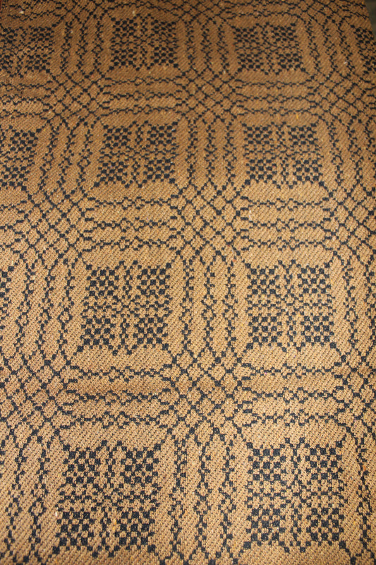 Primitive/Colonial Coverlet Nantucket Table Square 34" Mustard/Black