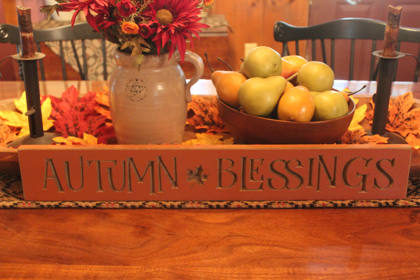 Autumn Blessings Engraved Sign 24" x 3.5"