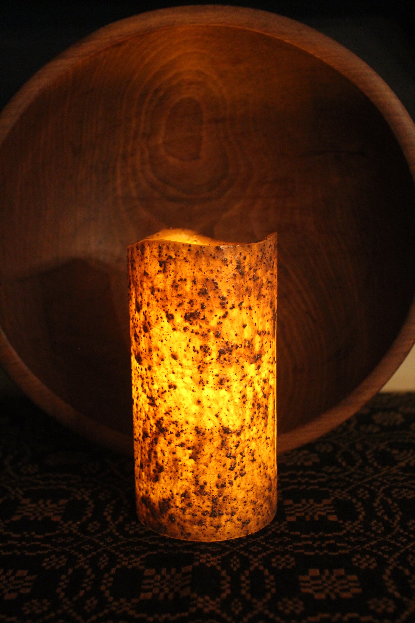 Primitive 1893 Grungy Flameless Pillar Candle With Timer 6"x3"