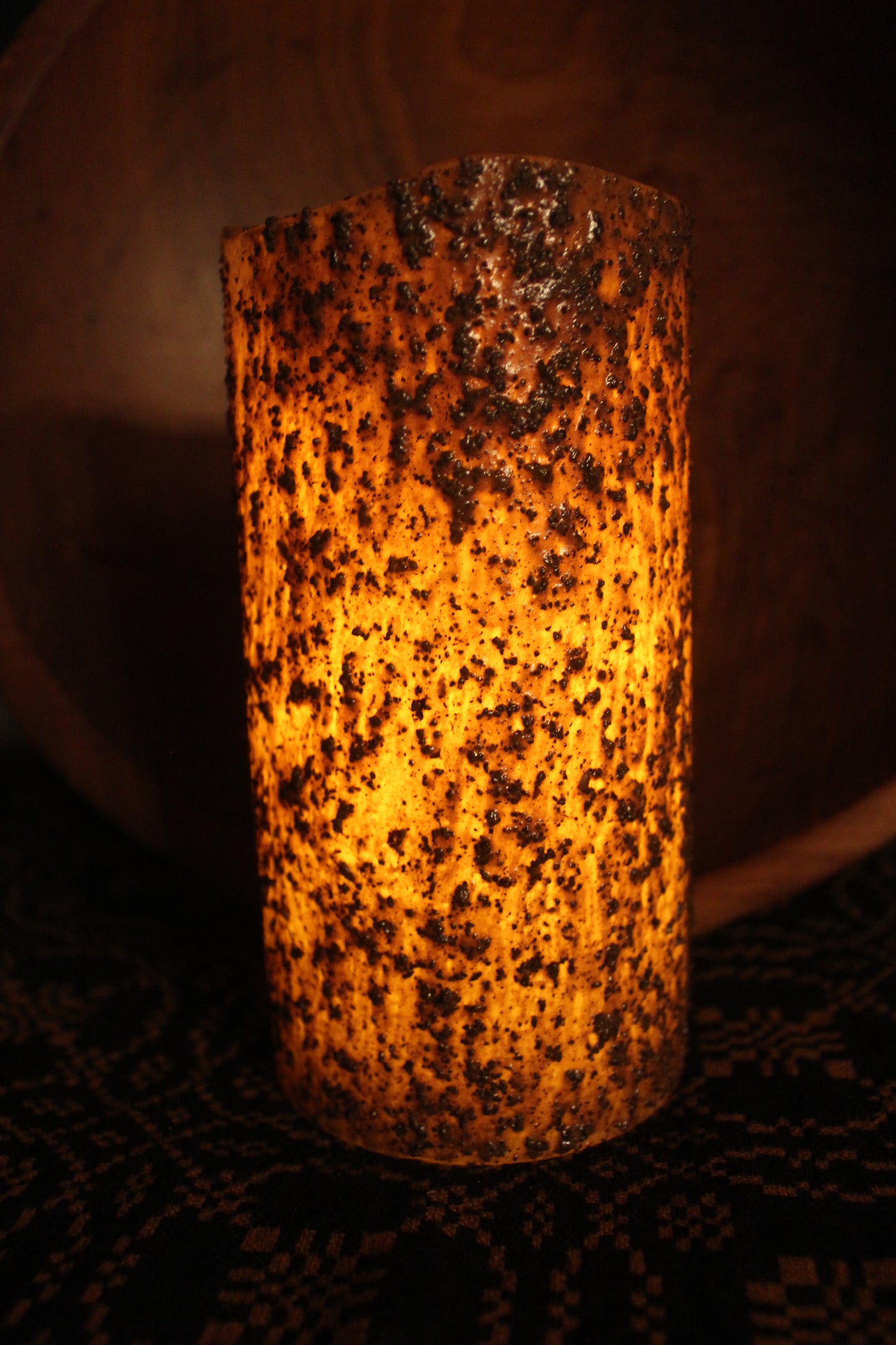 Primitive Grungy "Old St Nick" Flameless Timer Pillar Candle 6"x3"