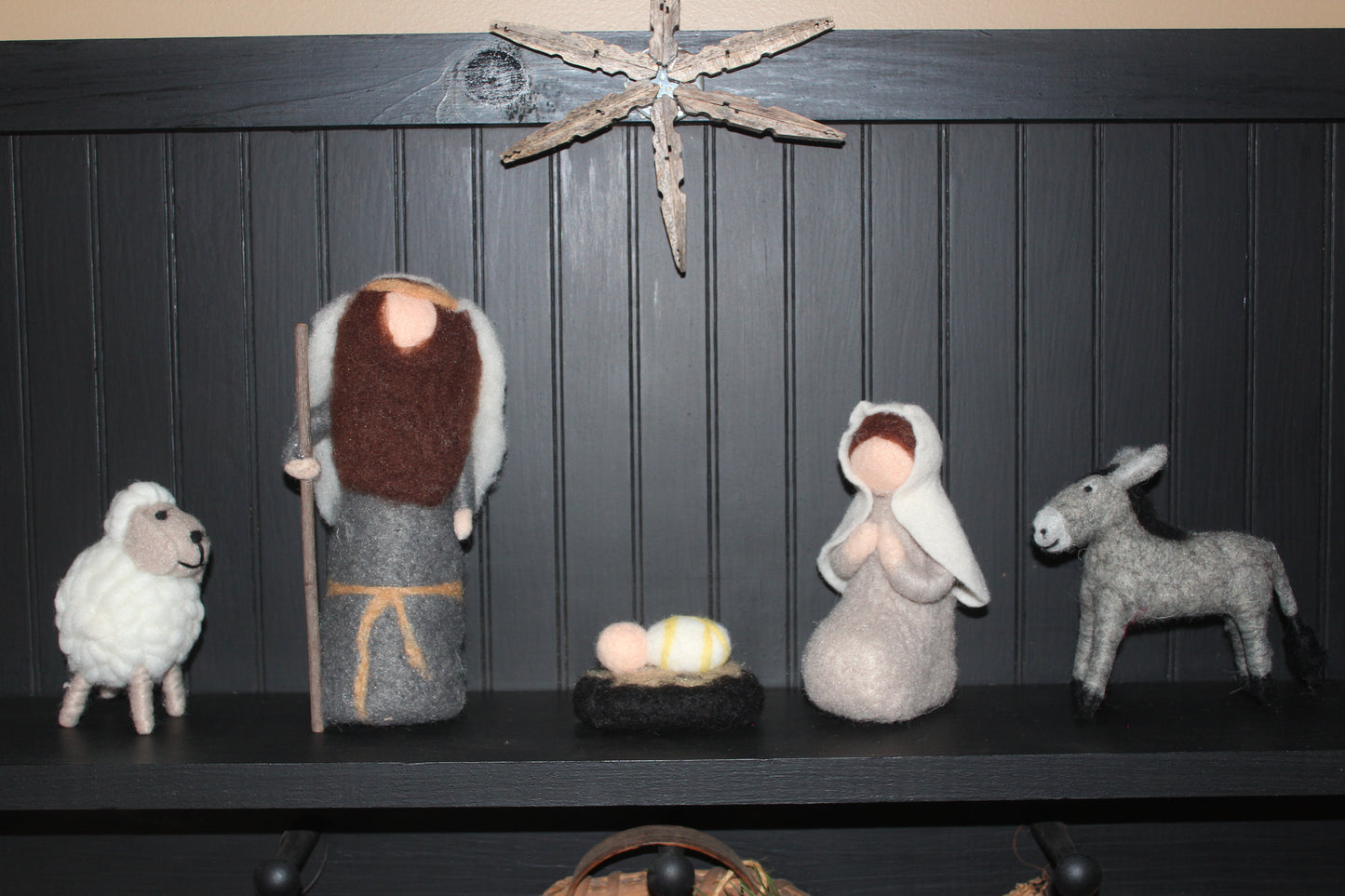 Primitive Felt Nativity 5/Pc Set