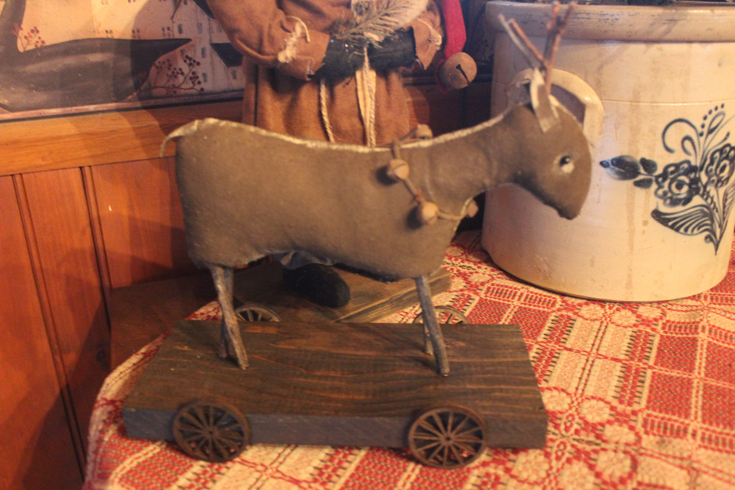 Primitive Large Reindeer on Cart