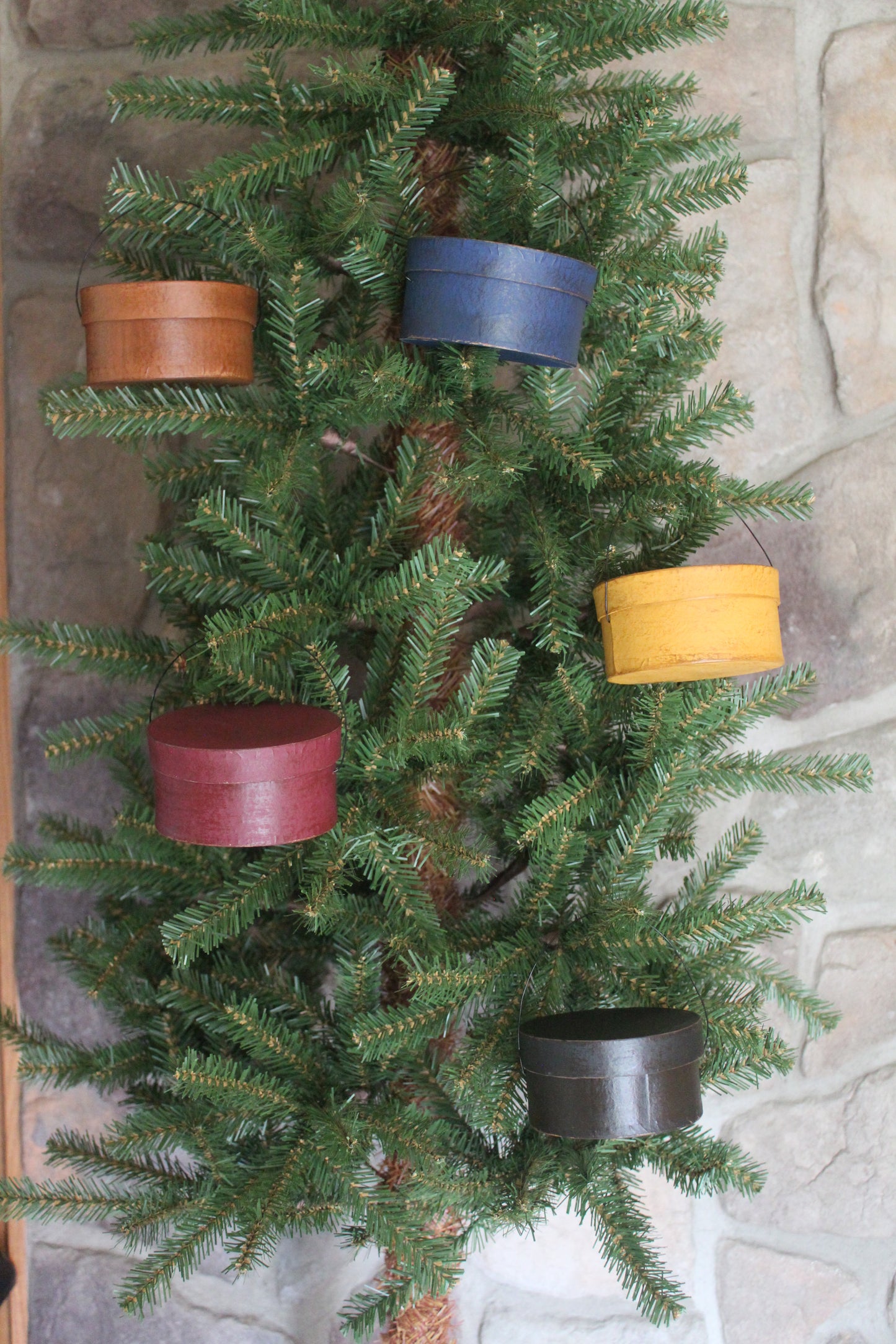 Primitive Pantry Box Ornaments Set of 5 (multi-colored)