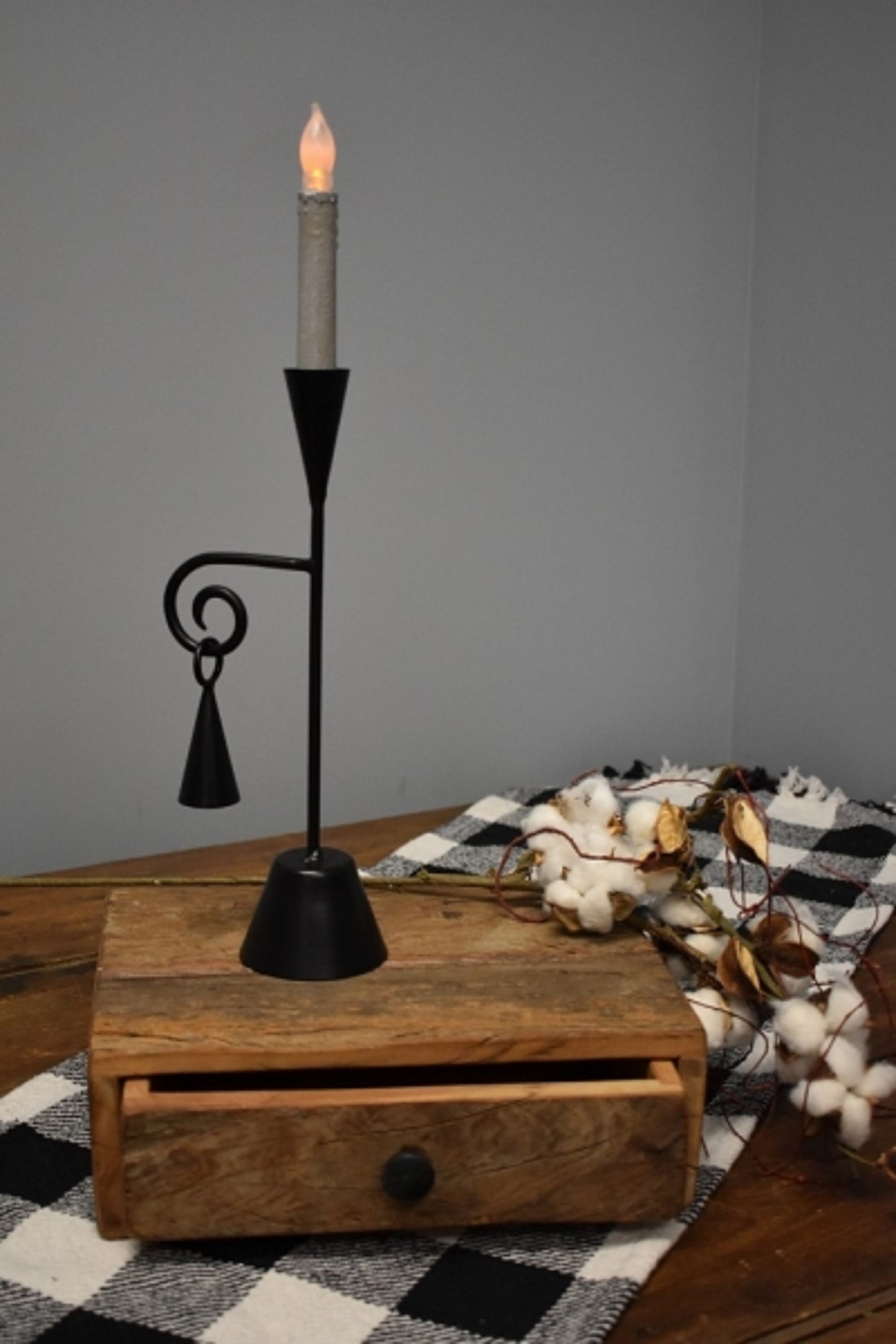 Primitive Adams Candlestick with Snuffer, Black