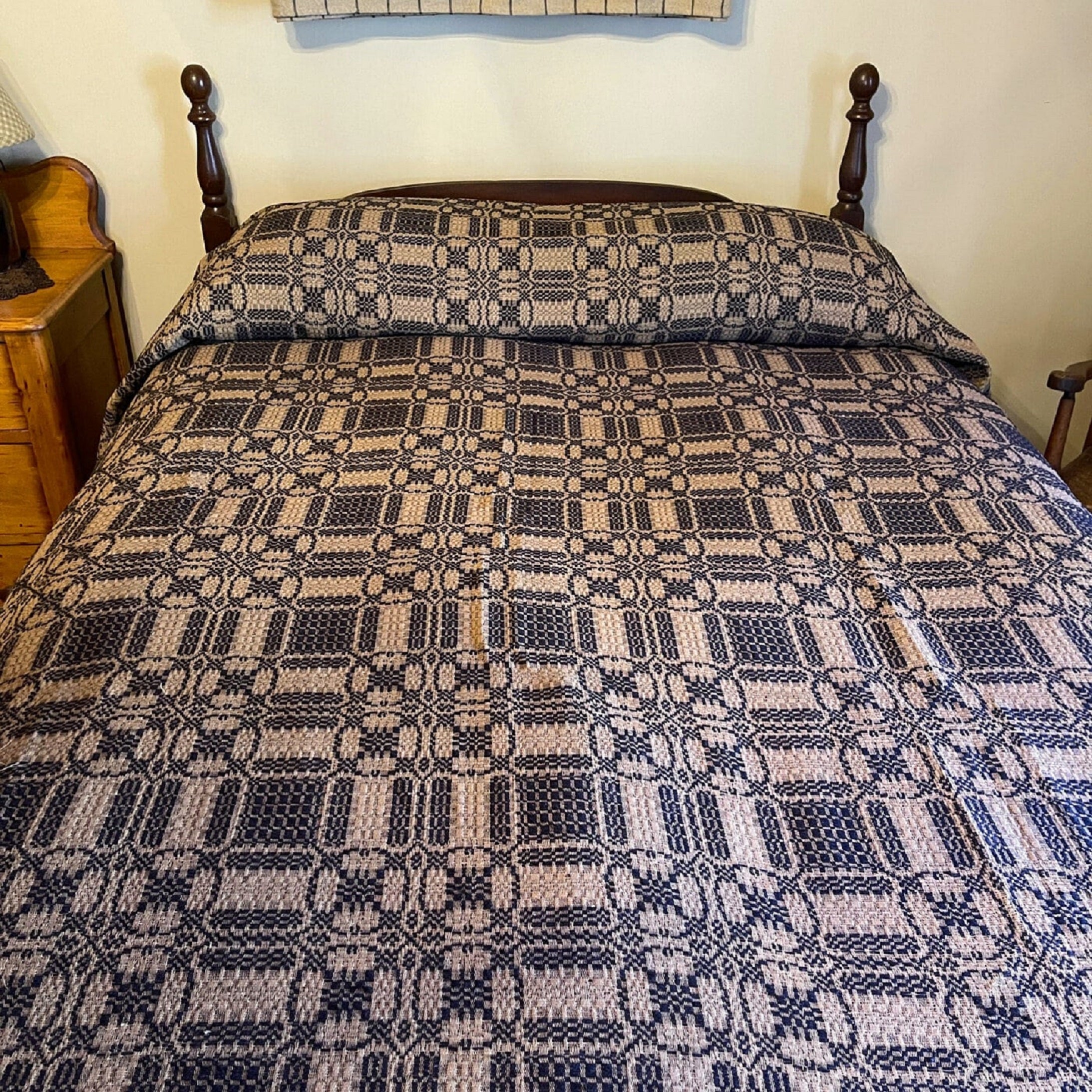 Primitive Colonial Cambridge Coverlet King Bed Cover Black Tan   Cambridgeblacktanbed 