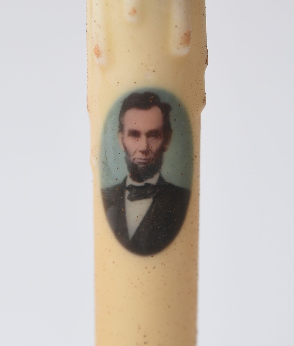 Primitive Handcrafted Colonial President Lincoln Timer Taper Candle 7"