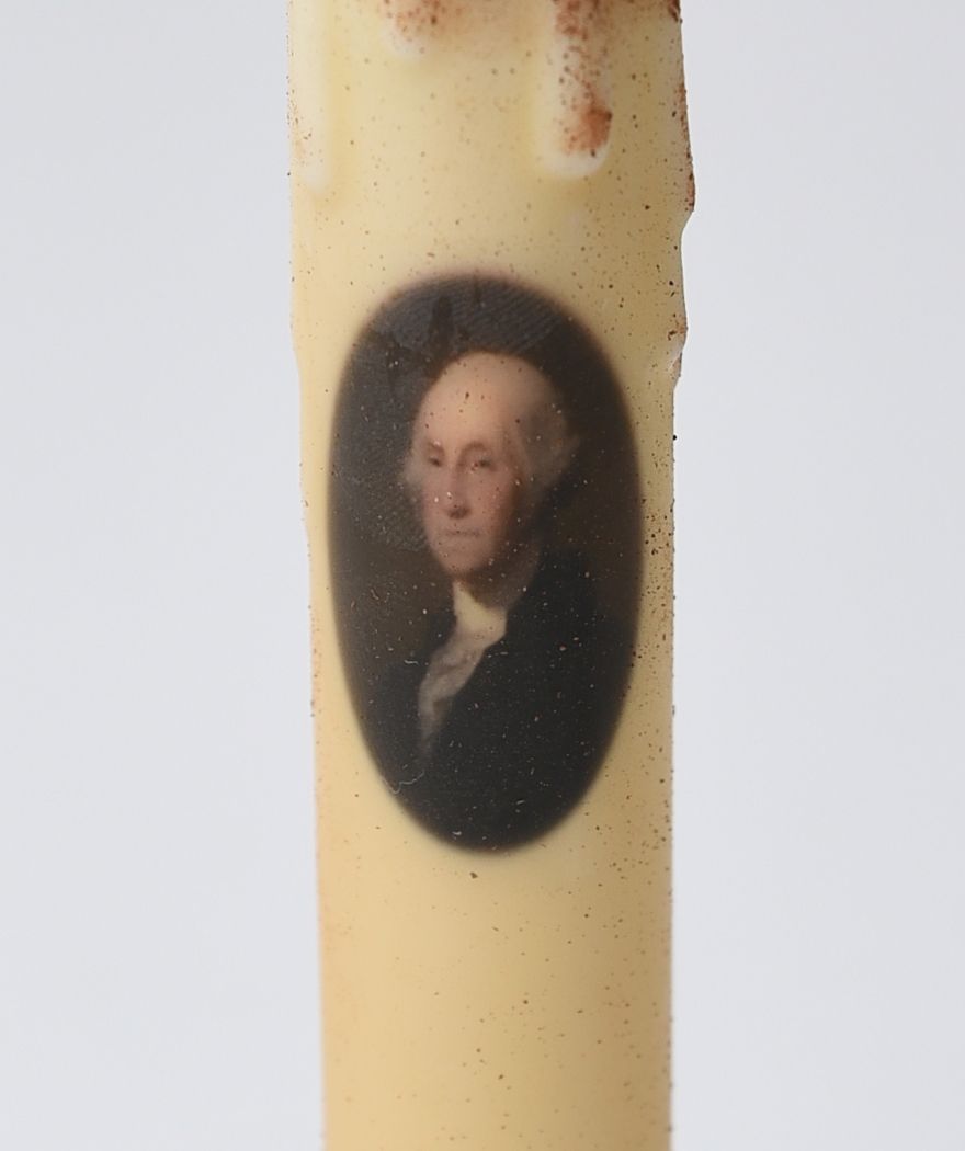 Primitive Handcrafted Colonial President Washington Timer Taper Candle 7"