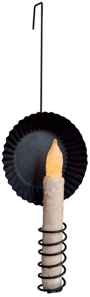 Primitive Cupboard Pan Candle Holder Black 12"
