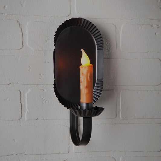 Primitive Colonial Canterbury Candle Sconce, Black