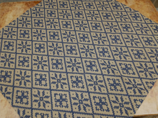 Primitive Snowflake Country Meadows Coverlet Table Square Navy Blue/Tan 34"