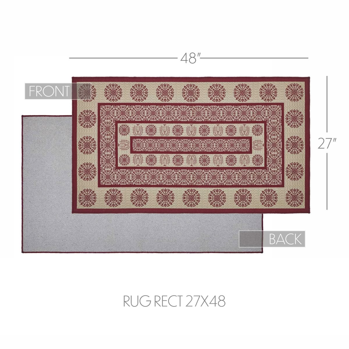 Primtive Colonial Custom House Jacquard Rug Burgundy/Tan 27" x 48"