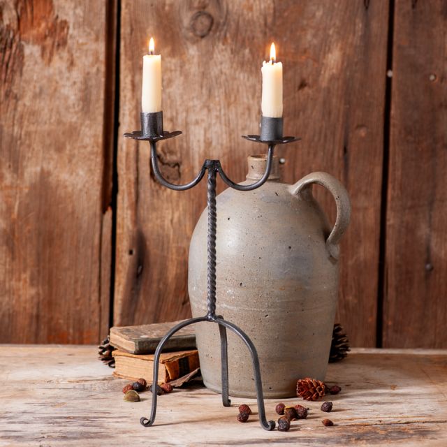 Colonial Wrought Iron Double Candle Holder