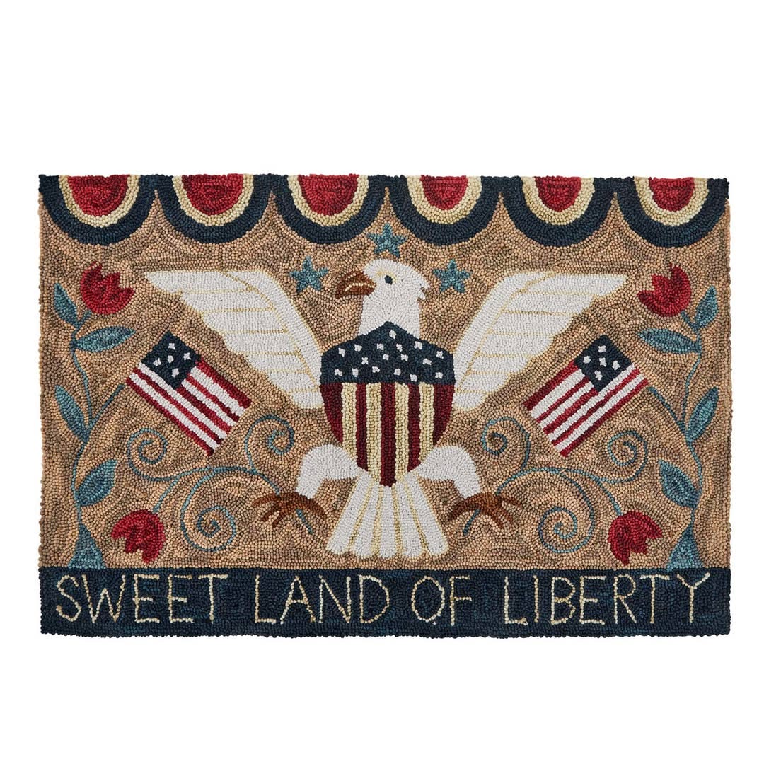 Americana Eagle "Sweet Land of Liberty" Hooked Rug 2' x 3'