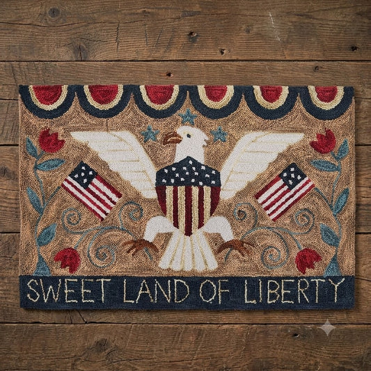 Americana Eagle "Sweet Land of Liberty" Hooked Rug 2' x 3'