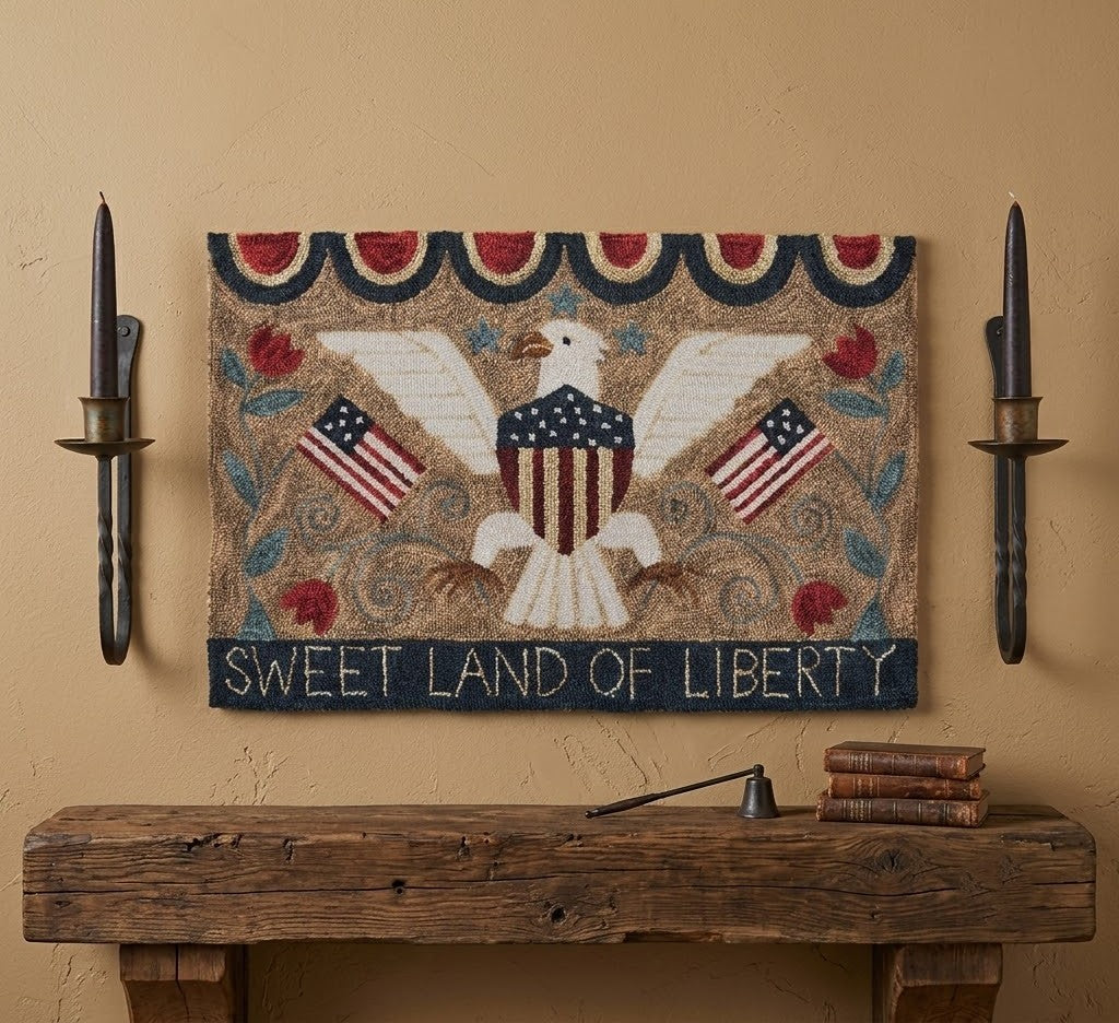 Americana Eagle "Sweet Land of Liberty" Hooked Rug 2' x 3'