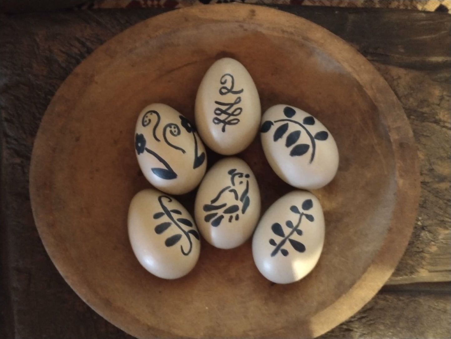 Faux Saltglazed Stoneware Wooden Eggs Set/6