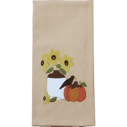 Crow, Crock and Pumpkin Applique Towel