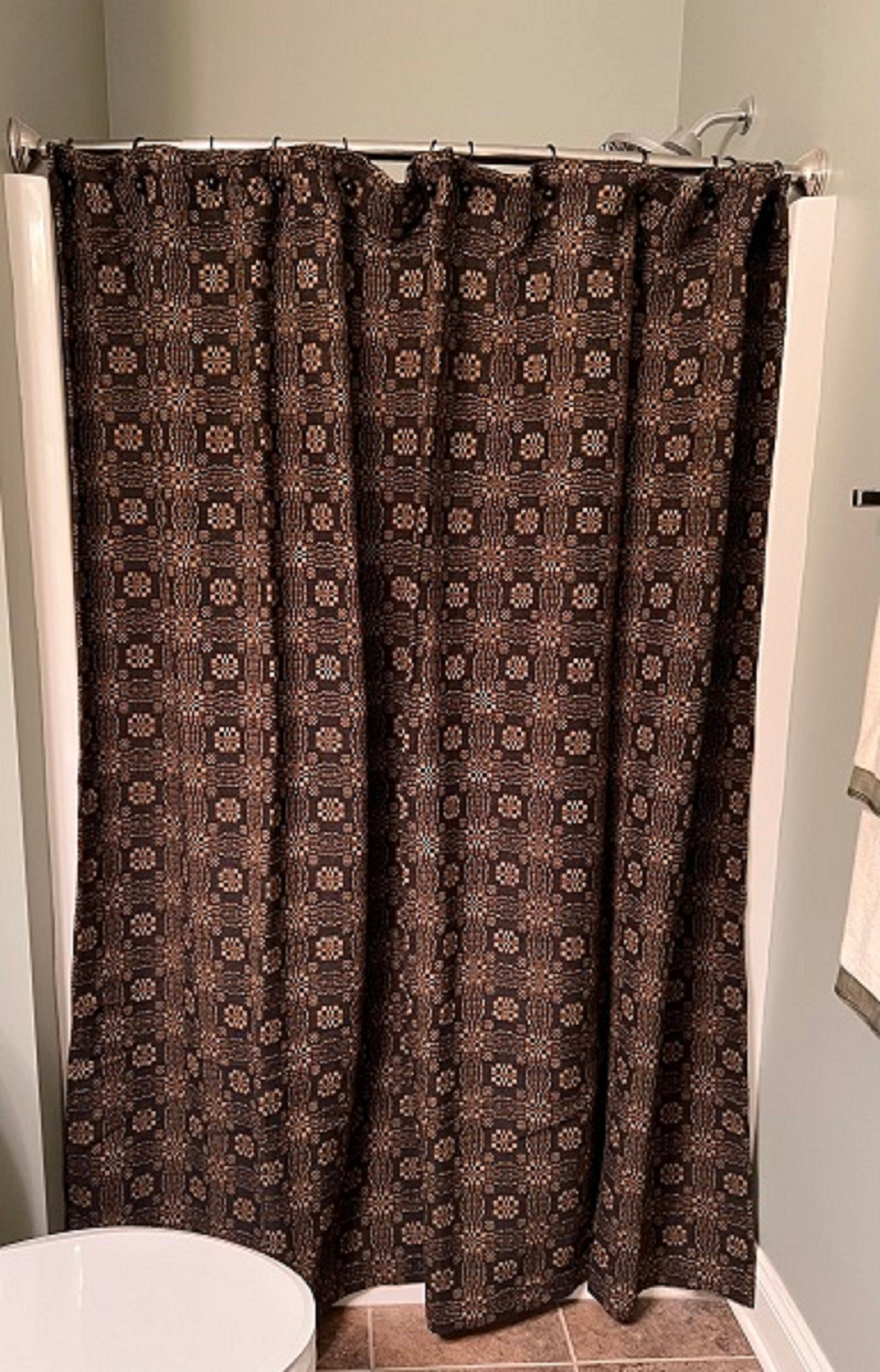 Primitive/Colonial Gettysburg Coverlet Shower Curtain Black/Mustard