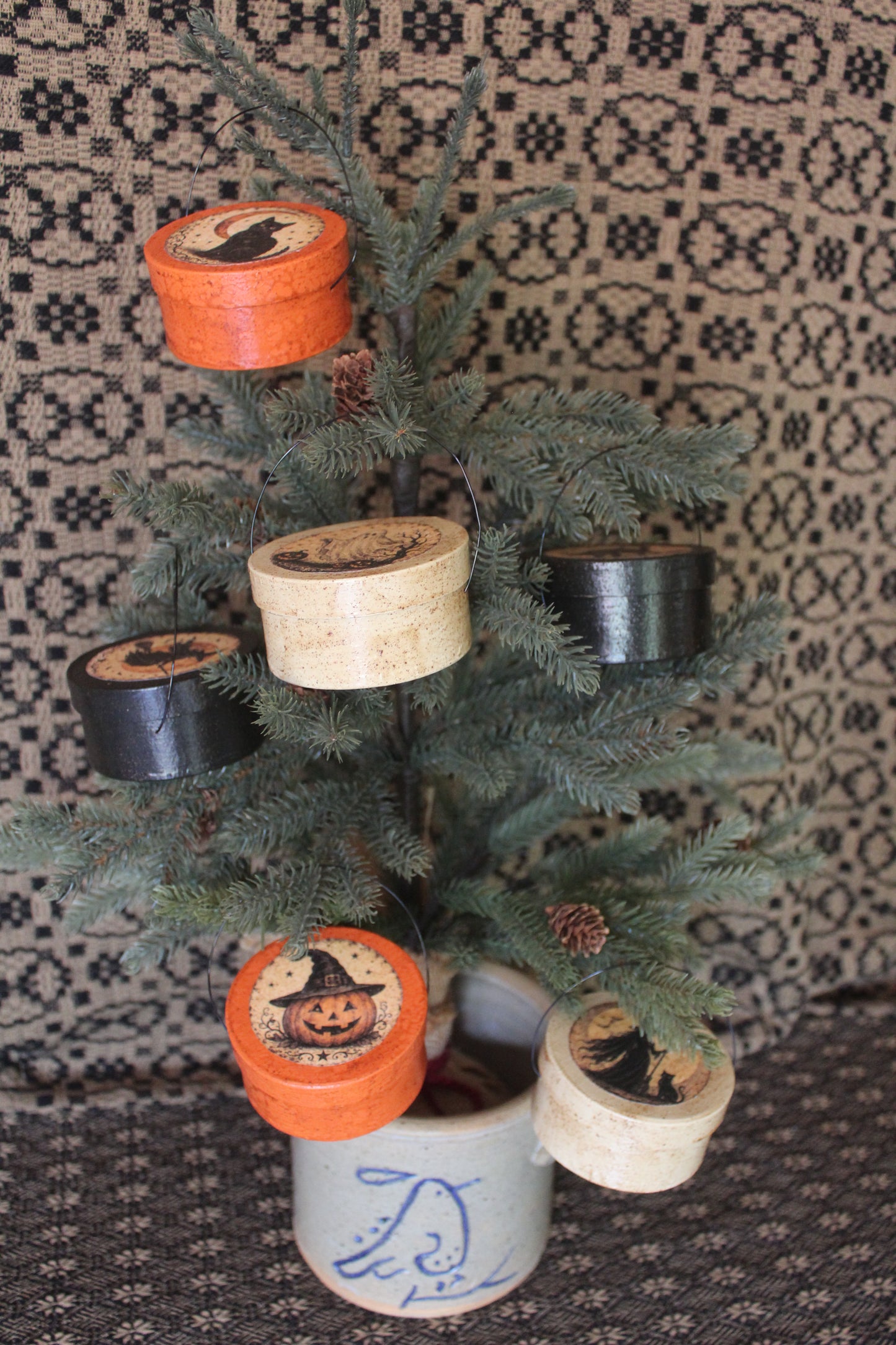 Primitive Halloween Grungy Pantry Box Ornaments set of 6