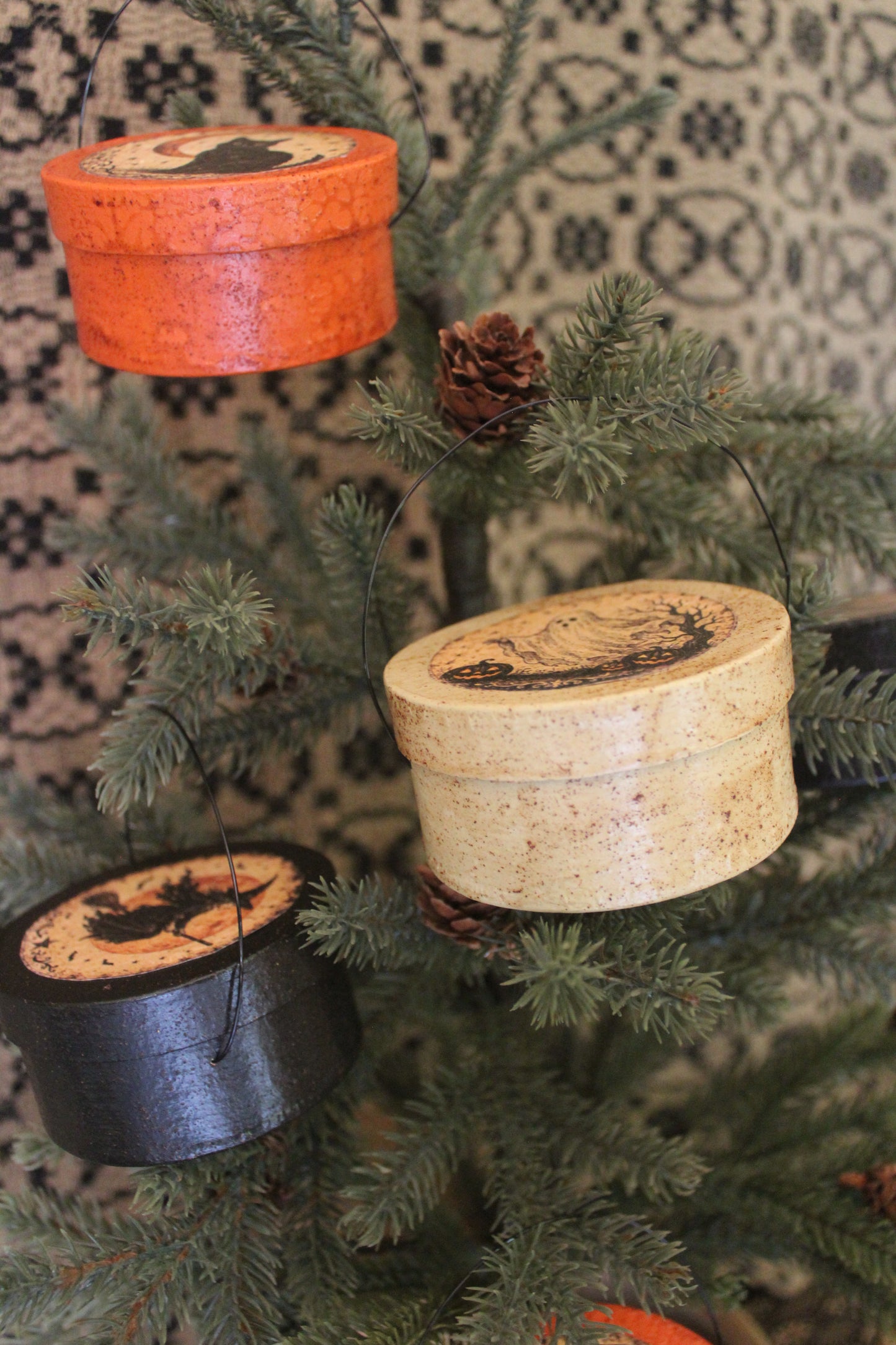 Primitive Halloween Grungy Pantry Box Ornaments set of 6