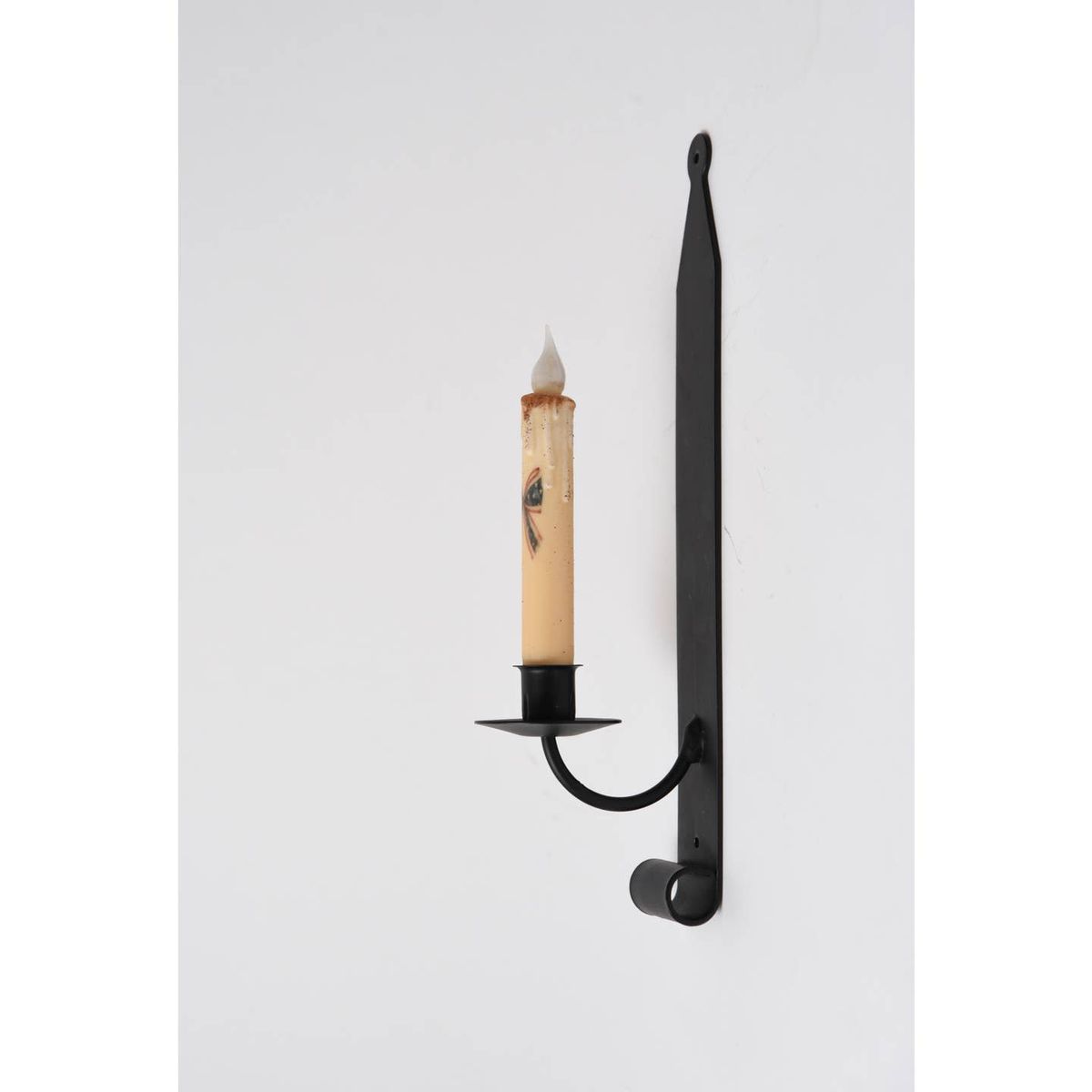 Primitive Hand Crafted Iron Wall Candle Sconce Black