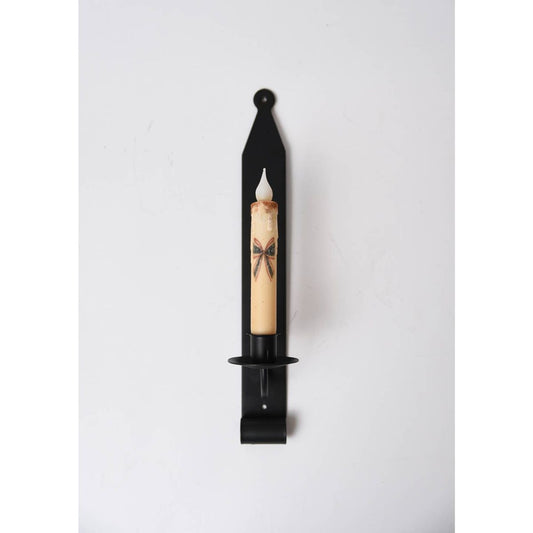 Primitive Hand Crafted Iron Wall Candle Sconce Black