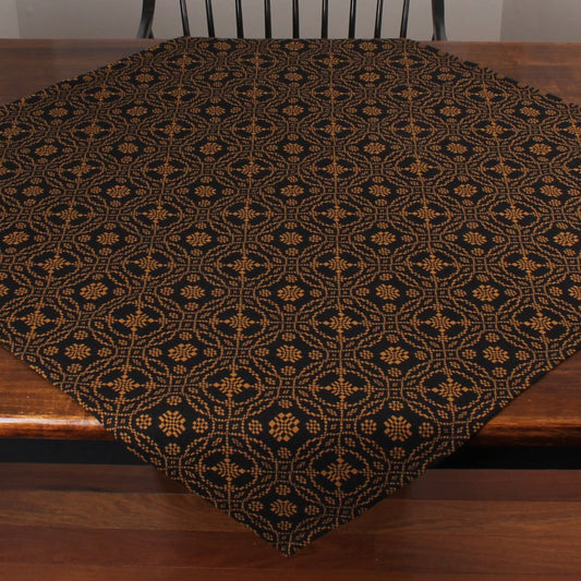 Primitive Lover's Knot Jacquard Table Square 36" Black/Mustard
